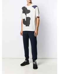 hellbeige bedrucktes T-Shirt mit einem Rundhalsausschnitt von Y-3