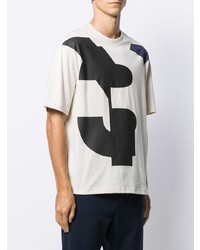 hellbeige bedrucktes T-Shirt mit einem Rundhalsausschnitt von Y-3