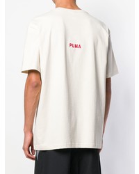 hellbeige bedrucktes T-Shirt mit einem Rundhalsausschnitt von Puma