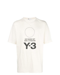 hellbeige bedrucktes T-Shirt mit einem Rundhalsausschnitt von Y-3
