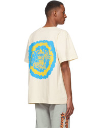 hellbeige bedrucktes T-Shirt mit einem Rundhalsausschnitt von Vyner Articles