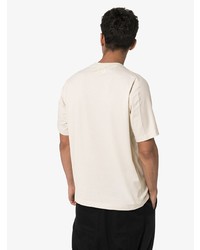 hellbeige bedrucktes T-Shirt mit einem Rundhalsausschnitt von Y-3