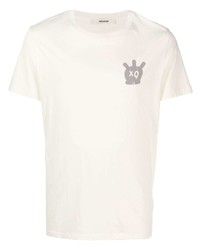 hellbeige bedrucktes T-Shirt mit einem Rundhalsausschnitt von Zadig & Voltaire