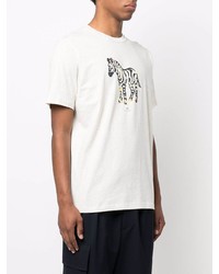 hellbeige bedrucktes T-Shirt mit einem Rundhalsausschnitt von PS Paul Smith