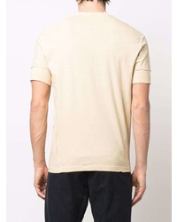 hellbeige bedrucktes T-shirt mit einer Knopfleiste von DSQUARED2