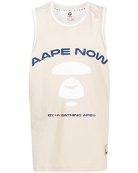 hellbeige bedrucktes Trägershirt von AAPE BY A BATHING APE