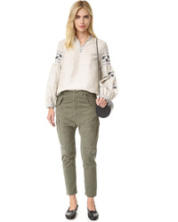 hellbeige bestickte Bluse von Cynthia Rowley