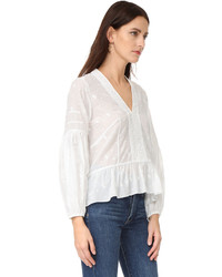 hellbeige bestickte Bluse von Ulla Johnson