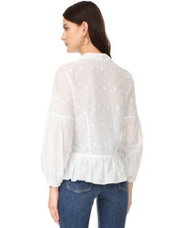 hellbeige bestickte Bluse von Ulla Johnson