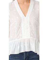 hellbeige bestickte Bluse von Ulla Johnson