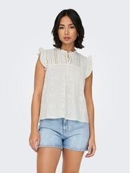hellbeige bestickte Bluse von Only