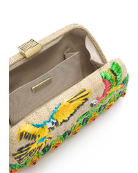 hellbeige bestickte Clutch