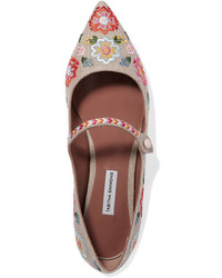 hellbeige bestickte Segeltuch Ballerinas von Tabitha Simmons