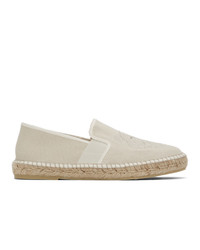 hellbeige bestickte Segeltuch Espadrilles