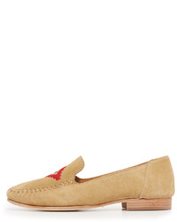 hellbeige bestickte Slipper von Soludos