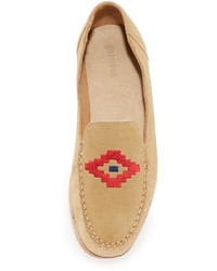 hellbeige bestickte Slipper von Soludos