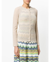 hellbeige bestickte Strickjacke von M Missoni