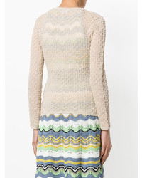 hellbeige bestickte Strickjacke von M Missoni