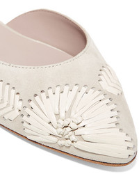 hellbeige bestickte Wildleder Ballerinas von AERIN