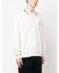 hellbeige bestickter Polo Pullover von Drôle De Monsieur