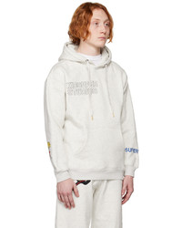 hellbeige bestickter Pullover mit einem Kapuze von KidSuper