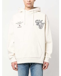 hellbeige bestickter Pullover mit einem Kapuze von Tommy Jeans