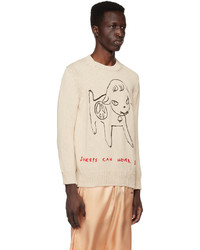 hellbeige bestickter Pullover mit einem Rundhalsausschnitt von Stella McCartney