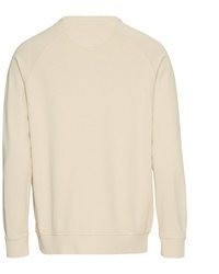 hellbeige bestickter Pullover mit einem Rundhalsausschnitt von camel active