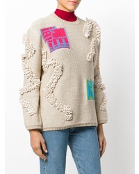 hellbeige bestickter Pullover mit einem Rundhalsausschnitt von Peter Pilotto