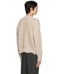 hellbeige bestickter Pullover mit einem Rundhalsausschnitt von Acne Studios