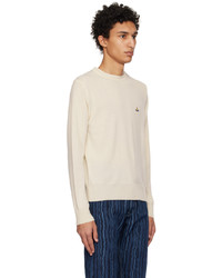 hellbeige bestickter Pullover mit einem Rundhalsausschnitt von Vivienne Westwood