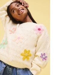 hellbeige bestickter Pullover von NEXT