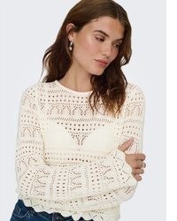 hellbeige bestickter Pullover von Only