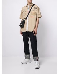 hellbeige besticktes Kurzarmhemd von AAPE BY A BATHING APE