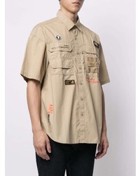 hellbeige besticktes Kurzarmhemd von AAPE BY A BATHING APE