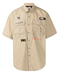 hellbeige besticktes Kurzarmhemd von AAPE BY A BATHING APE