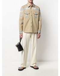 hellbeige besticktes Langarmhemd von Lanvin