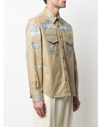 hellbeige besticktes Langarmhemd von Lanvin