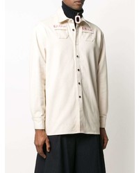 hellbeige besticktes Langarmhemd von Raf Simons