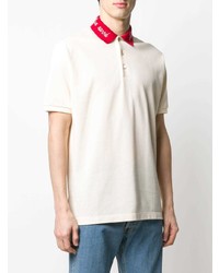 hellbeige besticktes Polohemd von Gucci