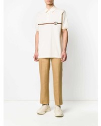 hellbeige besticktes Polohemd von Gucci