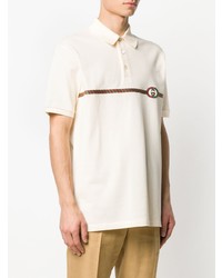 hellbeige besticktes Polohemd von Gucci