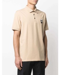 hellbeige besticktes Polohemd von Karl Lagerfeld