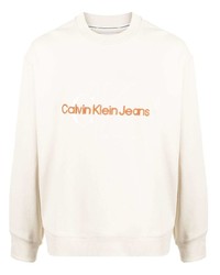 hellbeige besticktes Sweatshirt von Calvin Klein Jeans