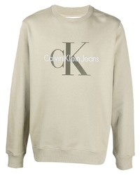 hellbeige besticktes Sweatshirt von Calvin Klein Jeans