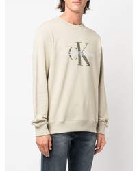 hellbeige besticktes Sweatshirt von Calvin Klein Jeans