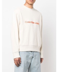 hellbeige besticktes Sweatshirt von Calvin Klein Jeans