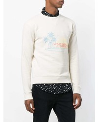 hellbeige besticktes Sweatshirt von Saint Laurent