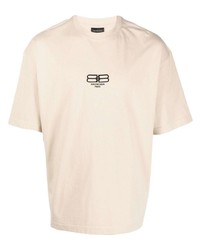 hellbeige besticktes T-Shirt mit einem Rundhalsausschnitt von Balenciaga