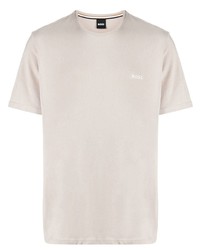 hellbeige besticktes T-Shirt mit einem Rundhalsausschnitt von BOSS